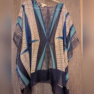 Coldwater Creek Navy and White Geometric Kimono